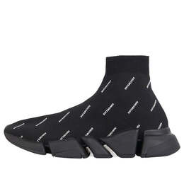 Кроссовки speed 2.0 sneakers 'black knit with white allover logo' Balenciaga, черный 617239w2dbo1090 | black/white