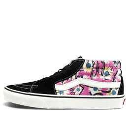 Кроссовки sk8-mid retro high top casual skate shoes flowers graffiti 'black pink white' Vans, черный vn0a3wm31iy | black/pink/white