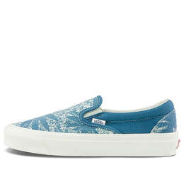 Кроссовки og classic slip-on lx 'palm acid wash summer leaf - navy' Vans, синий vn0a45jk4kt | blue