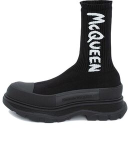 Кроссовки graffiti knit tread slick boots 'black white' Alexander McQueen, черный 705671w4tv11070 | black/white
