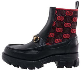 Кроссовки horsebit gg jersey boot 'black red' Gucci, черный 718708-aaa4y-1071 | black/red