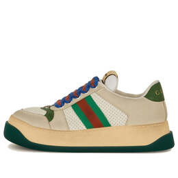 Кроссовки screener gg leather sneakers 'beige green blue' Gucci, бежевый 756465-0yia0-9547 | beige/green/red/blue