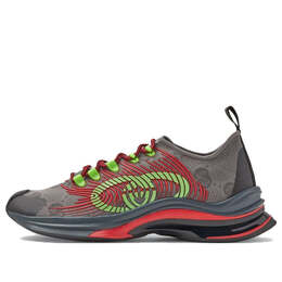 Кроссовки run trainer with interlocking g 'dark grey' Gucci, серый 756885-usn10-1147 | dark grey/neon green/red
