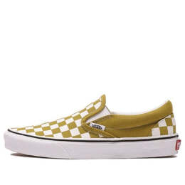 Кроссовки classic slip-on 'checkerboard - olive oil' Vans, желтый vn0a4u381gi | yellow/white