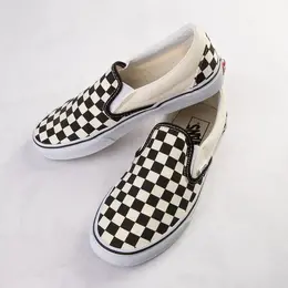 Кроссовки для скейтбординга Vans без шнуровки в шахматном порядке, черно-белый 499250 | black/white