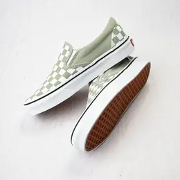 Кроссовки для скейтбординга Vans без шнуровки в шахматном порядке, цвет Desert Sage 497925 | desert sage