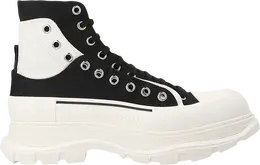 Кроссовки Alexander McQueen Tread Slick Ankle Boot 'Black White Overlapping Panels', черный 735819 w4tgr 1170 | black