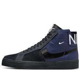Кроссовки sb blazer mid premium 'black/navy' Nike, черный fd5113-400 | black/navy