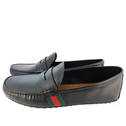 Кроссовки web accent leather loafers 'black' Gucci, черный 566294-btre0-1060 | black