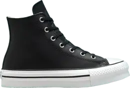 Кроссовки Converse Chuck Taylor All Star Lift Platform Leather High GS Black Natural Ivory, черный a02485c | black