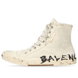 Кроссовки paris high top sneakers 'white destroyed cotton and white rubber with graffiti' Balenciaga, белый 688752w3rr49010 | white/black
