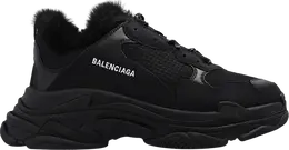 Кроссовки Balenciaga Triple S Sneaker Faux Fur - Black, черный 668563 w3cq5 1000 | black