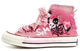 1970-е годы Кеды унисекс с высоким берцем розового/черного цвета Converse 162053c(team13-手绘骷髅) | pink