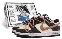 Кроссовки для скейтбординга Dunk женские с низким верхом, черные/желтые Nike cw1590-100(teamm-复古胶片-box)