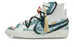 Кроссовки Nike Blazer Skateboarding Shoes Unisex High-top White/Royal Blue/Fern Green, синий dd3111-100(team162-山海) | blue
