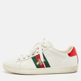 Gucci White Leather Ace Bee Embroidered Low Top Sneakers Size 36 1110227