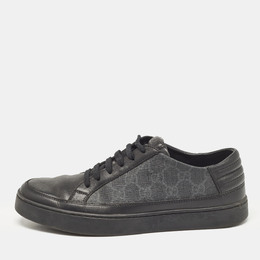 Gucci Black GG Supreme Canvas and Leather Low Top Sneakers Size 40.5 1110545