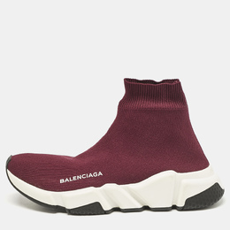 Balenciaga Burgundy Knit Fabric Speed Trainer Sneakers Size 36 1110144