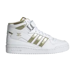 Кроссовки Adidas Wmns Forum Mid высокие с логотипом, белый/золотой gx5055 | white