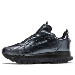 Кроссовки cardi b x classic leather 'black dark silver' Reebok, черный gw2631 | core black/dark silver