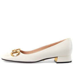 Кроссовки ballet flat with horsebit 'white leather' Gucci, белый 645600-c9d00-9022 | white