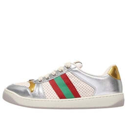 Кроссовки screener metallic calfskin web 'silver gold' Gucci, серебряный 701103-aaceg-8143 | silver/gold