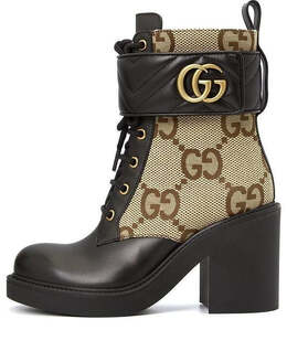 Кроссовки boot with double g 'camel ebony' Gucci, черный 719849-aabd0-1183 | black/camel/ebony