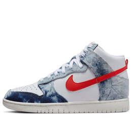 Кроссовки dunk high 'washed denim' Nike, белый dv2181-900 | white/washed denim/red