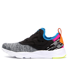 Кроссовки furylite slip-on lux 'coal' Reebok, черный aq9243 | coal/blue/pink/peach/yellow