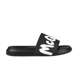 Кроссовки Alexander McQueen Wmns Rubber Pool Slide Graffiti Logo - Black White, черный 686931 w4qs3 1070 | graffiti logo - black white