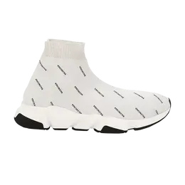 Кроссовки Balenciaga Wmns Speed Trainer Allover Logo - Pearl Grey, белый 597549 w1712 1203