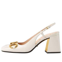 Кроссовки chunky mid-heel slingback with horsebit 'white' Gucci, белый 643892-c9d00-9022 | white