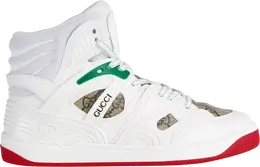 Кроссовки Gucci Wmns Basket Sneaker High White Demetra Red, белый 676111 2shg0 9076 | white demetra red