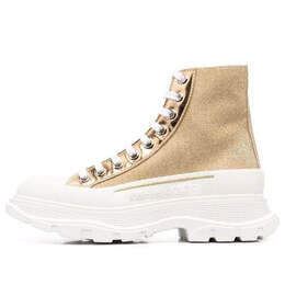 Кроссовки glitter tread slick high-top sneakers 'gold white' Alexander McQueen, золотой 685699w4sg18062 | gold/white