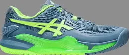 Кроссовки gel resolution 9 wide 'steel blue hazard green' Asics, синий 1041a376 400 | blue