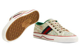 Кроссовки liberty of london x tennis 1977 'floral - mint green' Gucci, зеленый 606110-2i410-3960 | mint green/peach/light blue/blue/red