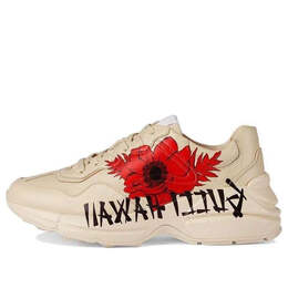 Кроссовки rhyton ' hawaii poppy print' Gucci, белый 631708-drw00-9522 | ivory/vivid red
