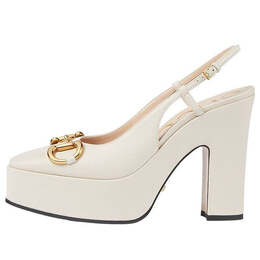 Кроссовки high heel pump with horsebit 'white leather' Gucci, белый 723837-bko00-9049 | white