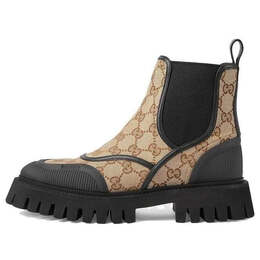 Кроссовки casual style leather logo boots 'beige black' Gucci, бежевый 751711-fabsq-9751 | beige/black