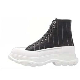 Кроссовки tread slick lace up ankle sneakers 'black striped' Alexander McQueen, черный 766898w4xa11678 | black/white
