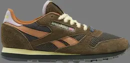 Кроссовки brain dead x classic leather 'fuzzy suede' Reebok, коричневый fy0832 | brown