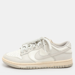 Nike Grey/White Leather "Sail Light Bone" Dunk Low Top Sneakers Size 40 1112797