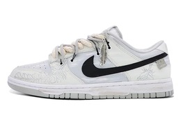Кастомизированные кроссовки Nike Dunk Skateboard Men's Low-Top, серый/белый dd1391-103(teamm-男女同款银饰羽毛灰白)