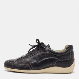 Salvatore Ferragamo Black Leather Low Top Sneakers Size 41.5 1113918