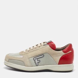 Salvatore Ferragamo Multicolor Fabric and Suede Low Top Sneakers Size 41.5 1114516