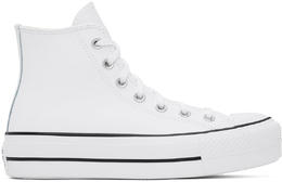 Белые высокие кожаные кеды Chuck Taylor All Star Lift Converse, белый/черный/белый 15520961 | white/black/white