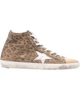 Golden Goose Francy Pink Leather Star and Blue Glitter Heel Tab Women's Sneakers gwf00113.f004742.82357-38 - Size 38