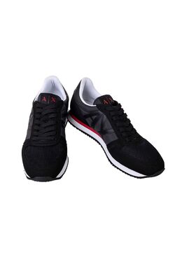 Мужские кроссовки низкие на шнуровке, ретро, ​​логотип Armani Exchange, цвет Full Black 8050232449490 | full black
