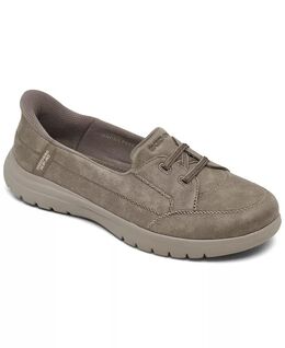 Женские кроссовки: удобные кроссовки из кожи Flex для ходьбы от Finish Line Skechers, коричневый/бежевый 18249138 | taupe