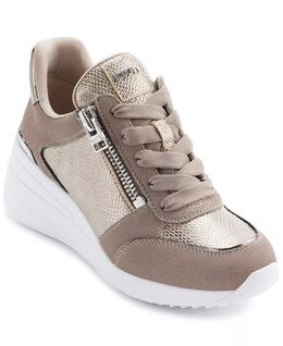 Женские кроссовки Kalina Lace Up Wedge Sneakers Dkny, коричневый/бежевый 20103506 | champagne